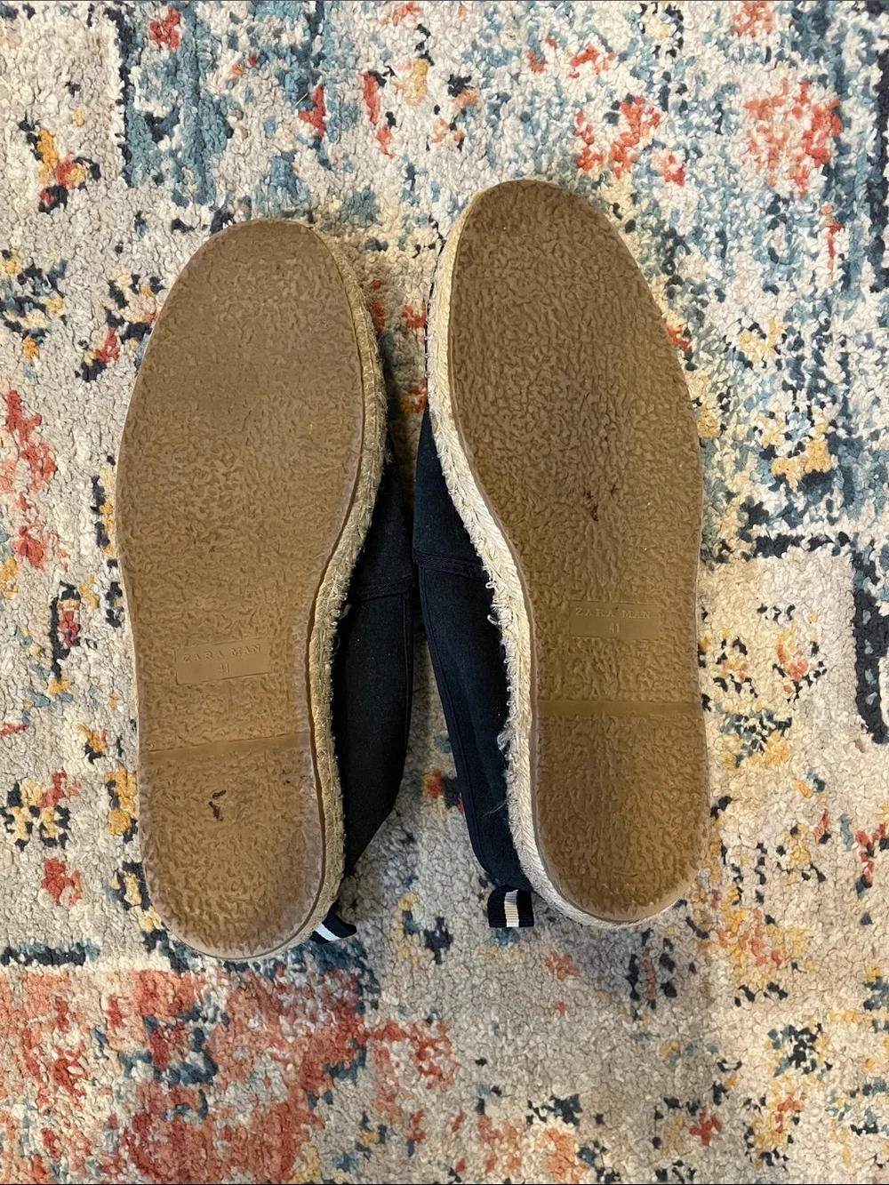 Zara Navy Suede Slip-On Espadrilles with Striped Heel Tab